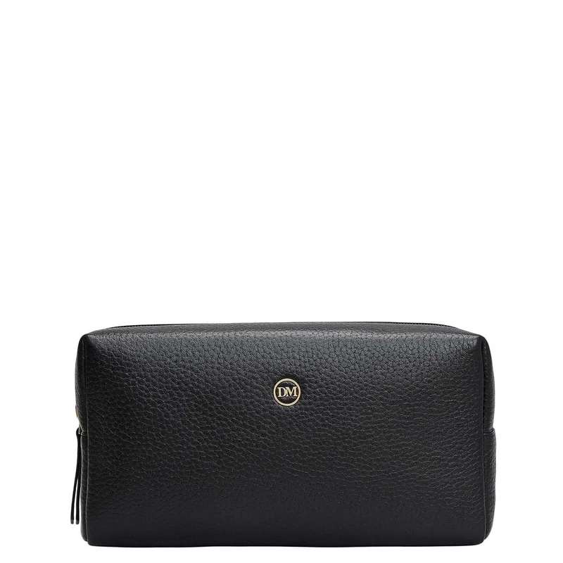 دا ميلانو Wax Leather Vanity Pouch - Black